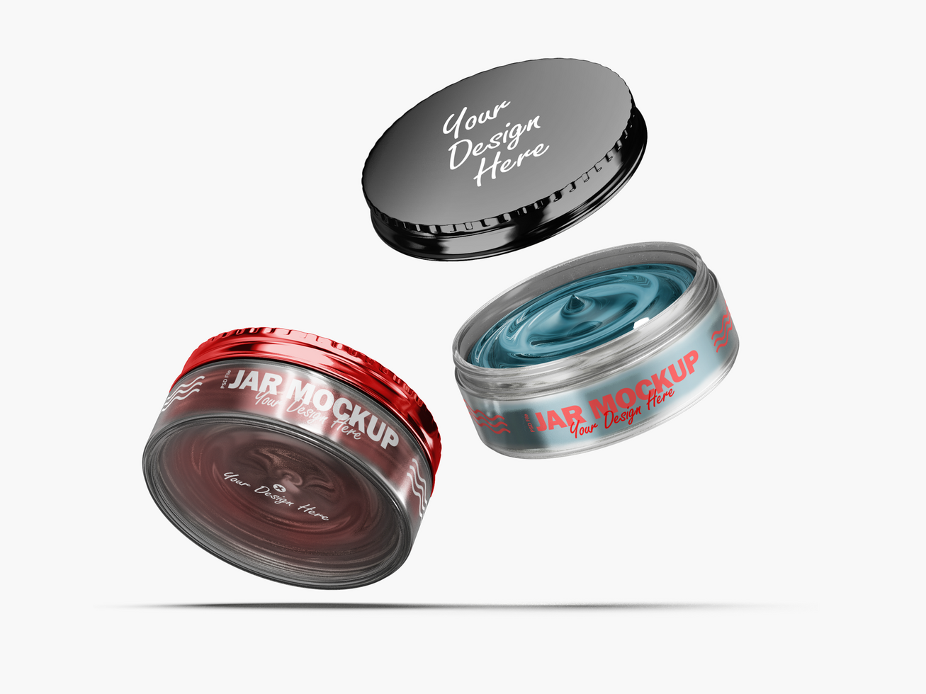 Two Transparent Glass Cans Mockup psd