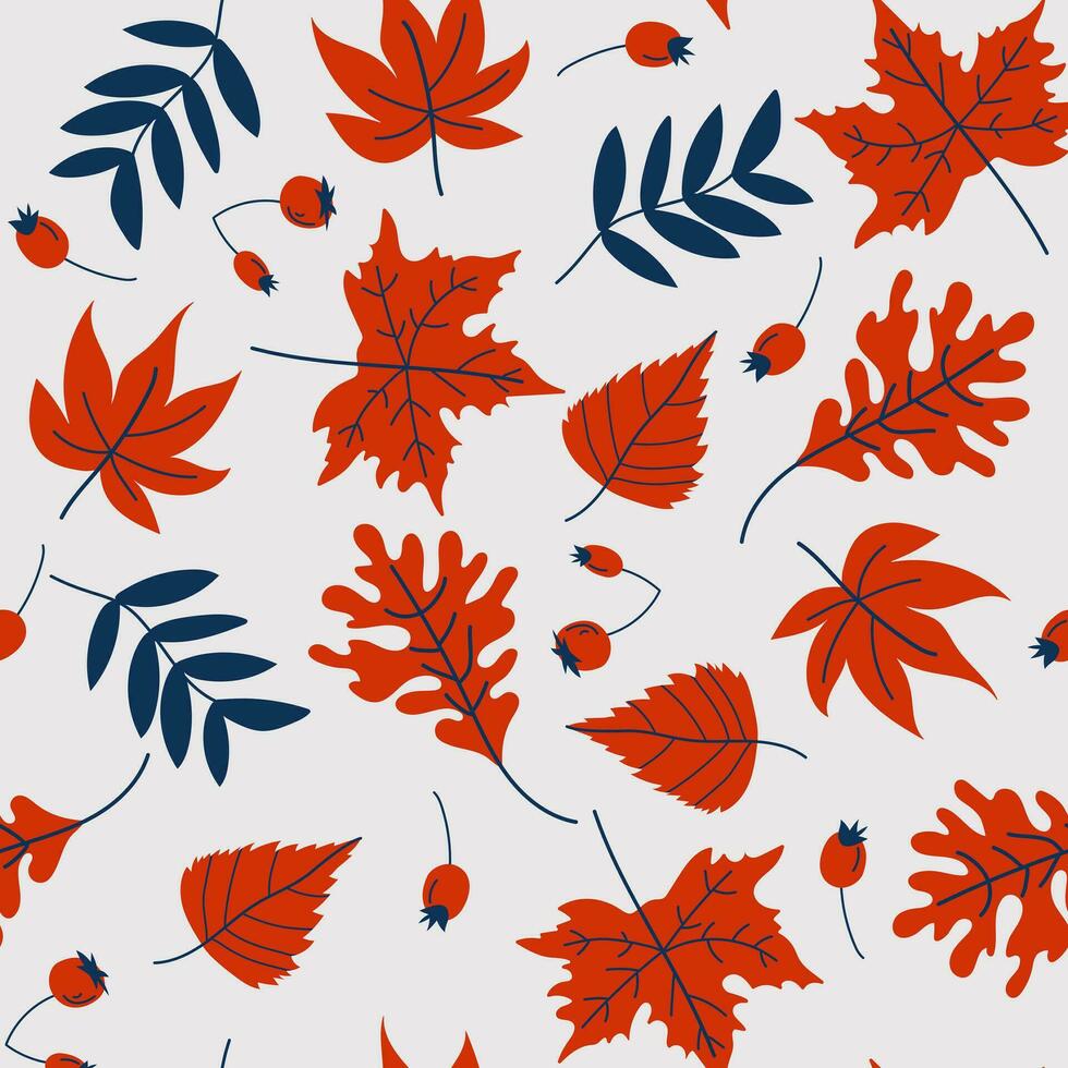 Cute autumn seamless background with leaves. Ideal for wallpapers, gift paper, pattern fills, web page backgrounds, fall greeting cards. vector