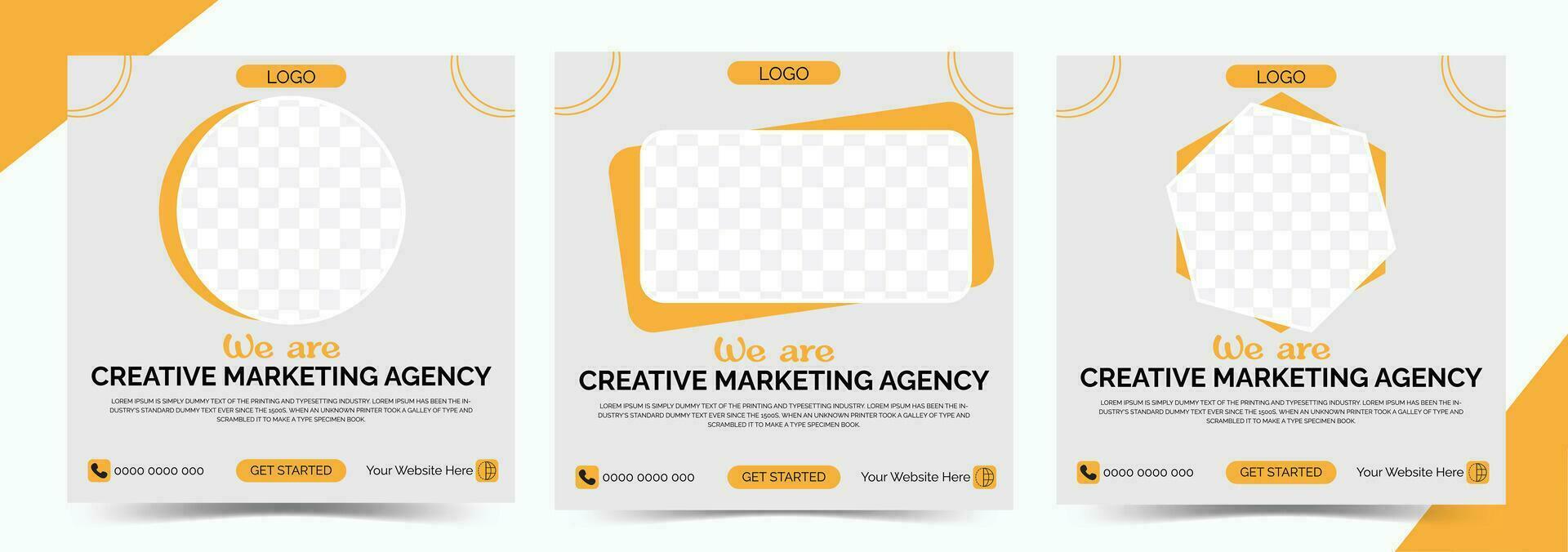 Marketing Agency Social Media Post Design. Square Shape Social Media Banner Illustration. vector
