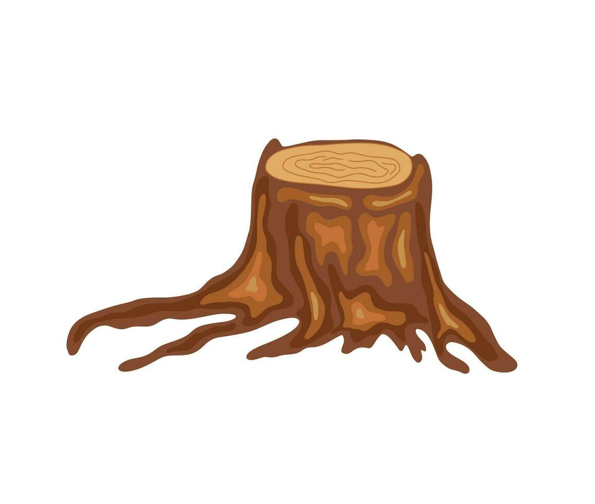 Old tree stump simple doodle cartoon vector illustration, hand drawn image Halloween, fall holidays perfect for stationery, poster, environment save nature concept