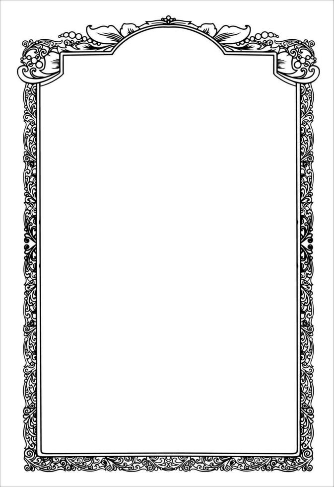 Frame with floral pattern black and white drawing vector