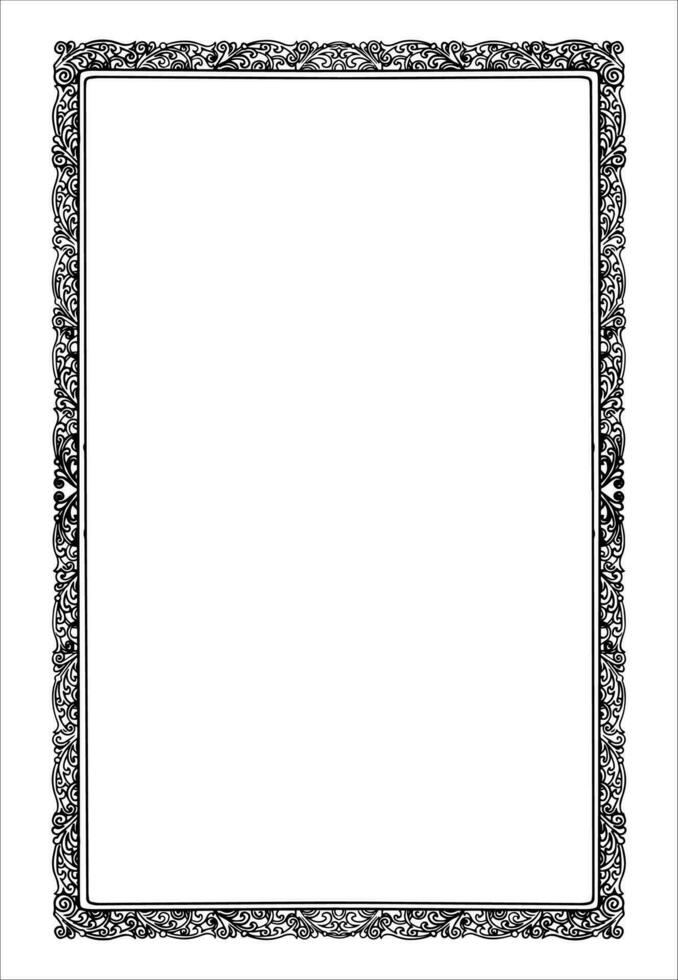 Frame with floral pattern black and white drawing vector