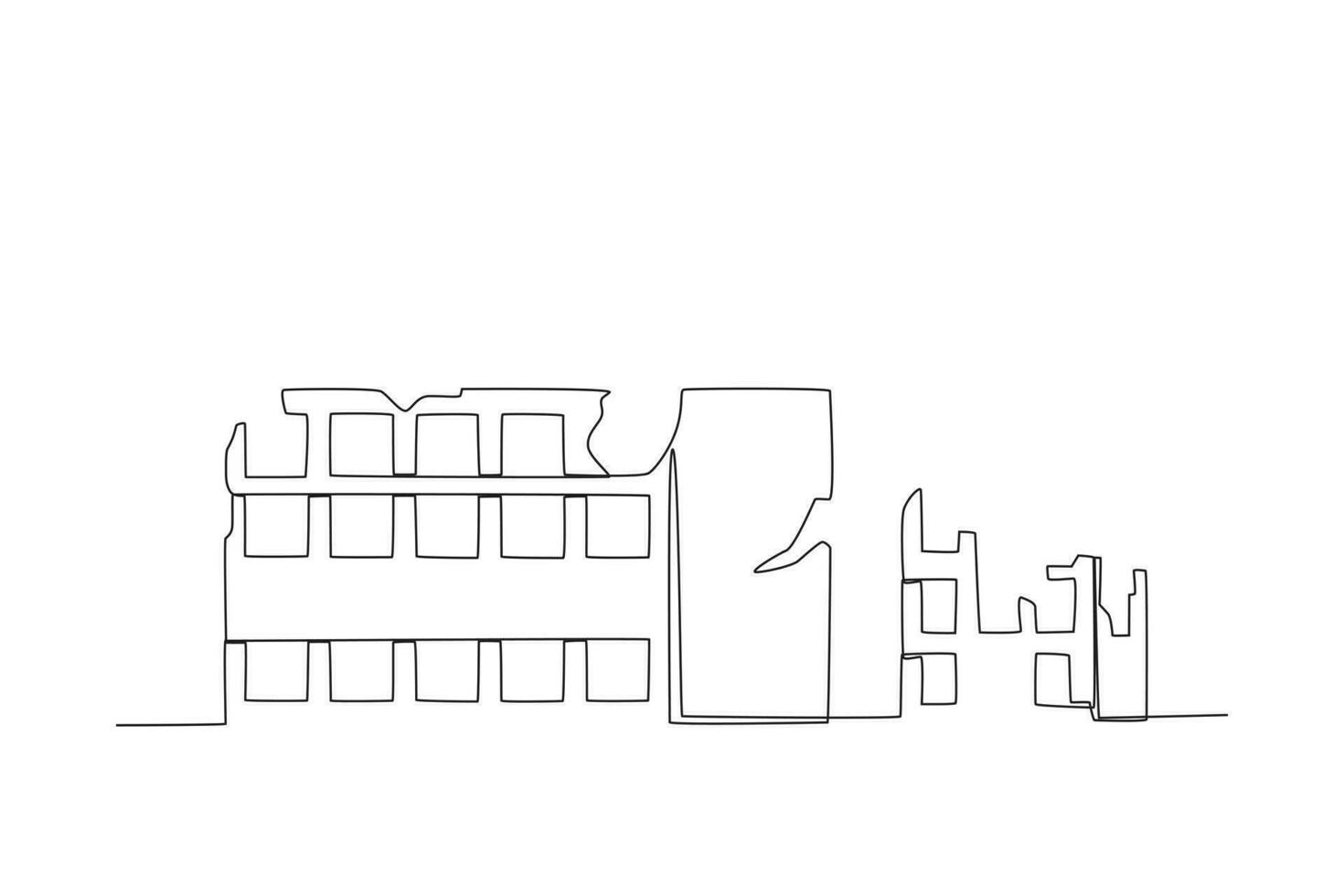 Flattened buildings shaken by earthquake vector