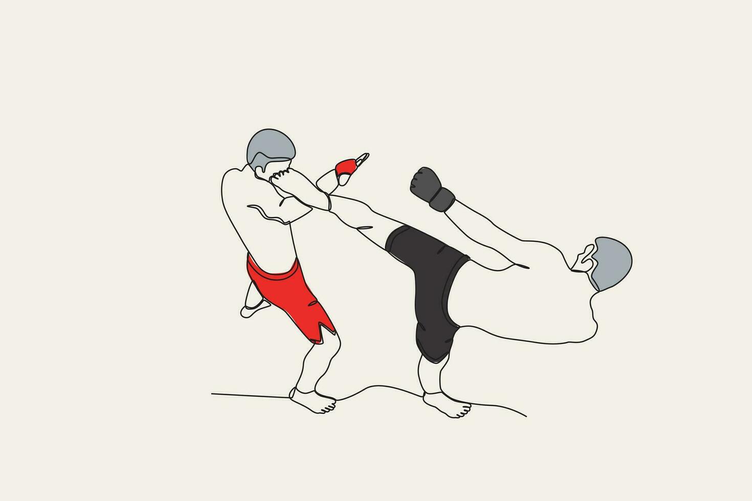 Color illustration of two men participating in a boxing match vector