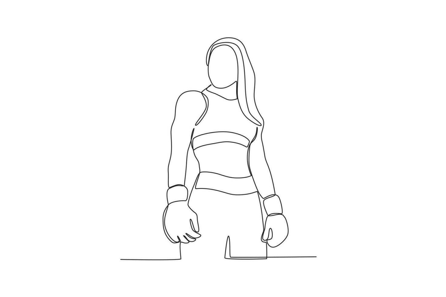 A female boxer prepares to compete vector