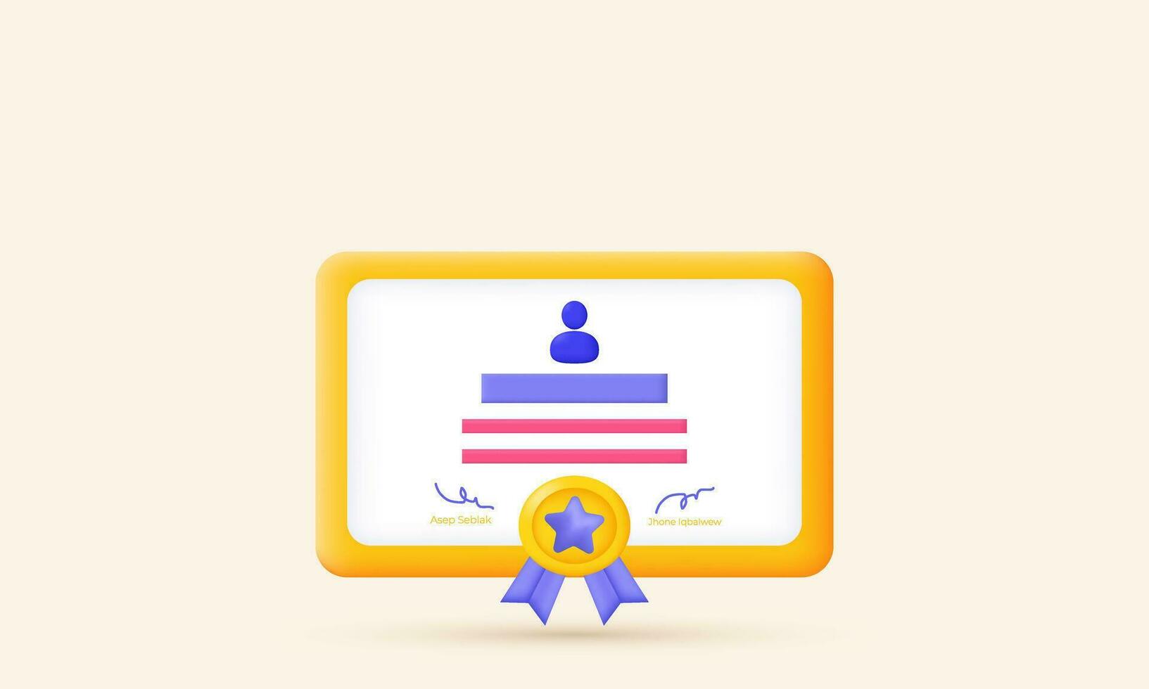 illustration creative certificate 3d icon achievement award grant isolated on background vector