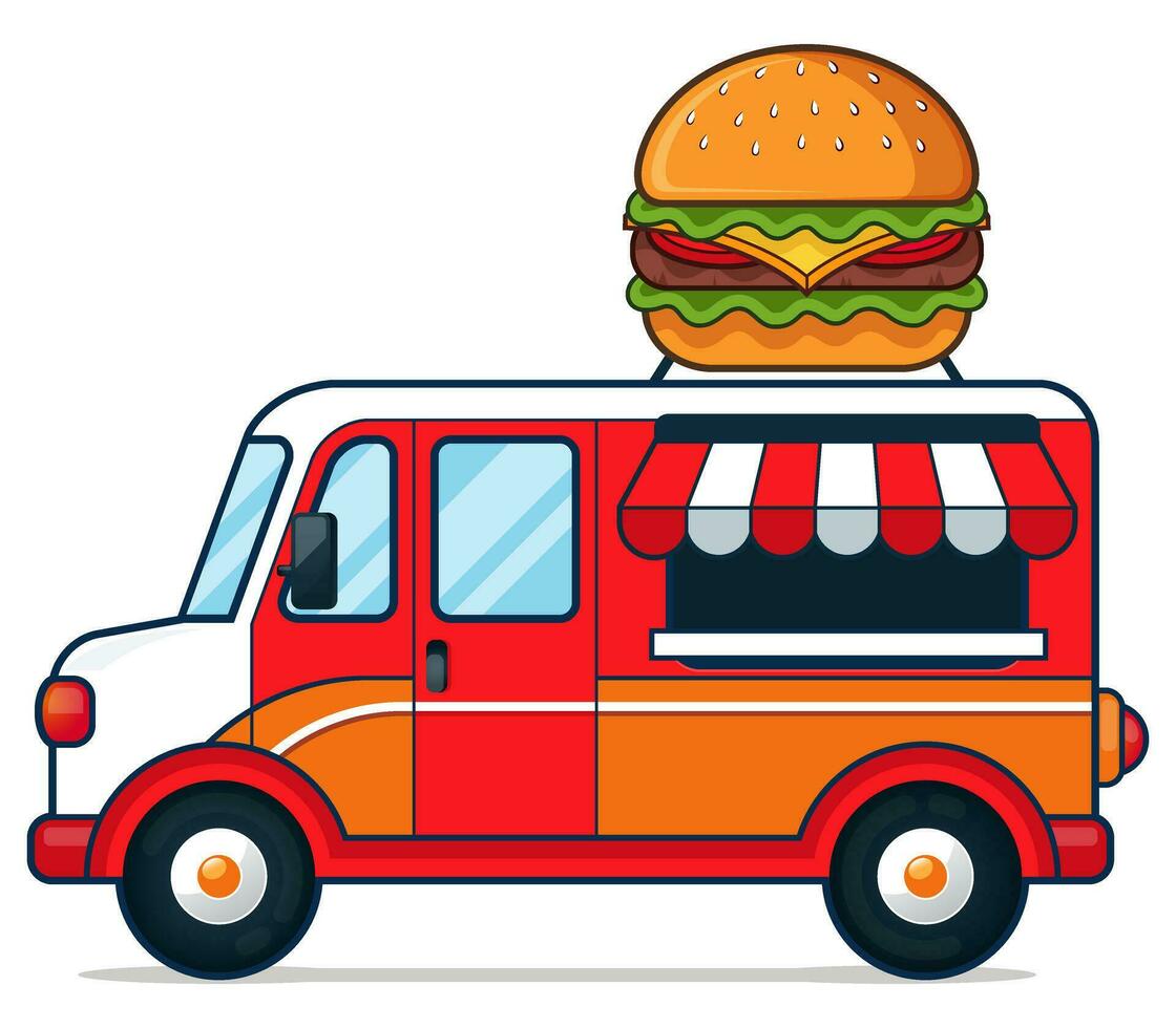 camión de comida de hamburguesa vector
