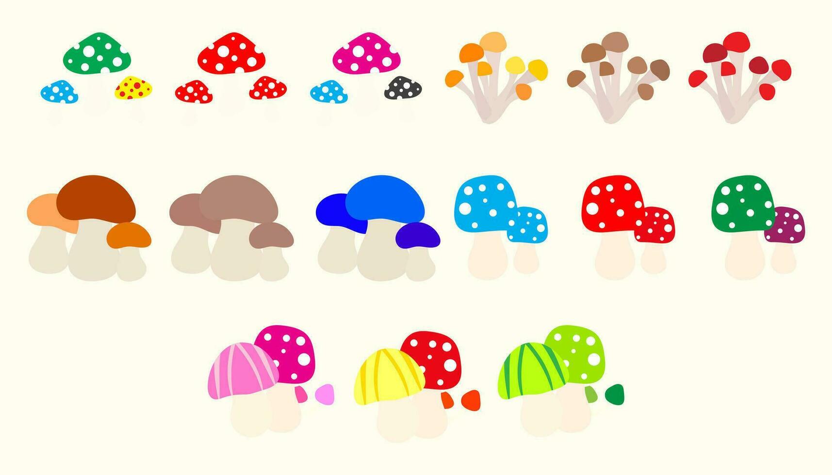 Collection big mushroom icon minimalistic style. set of mushroom. vector