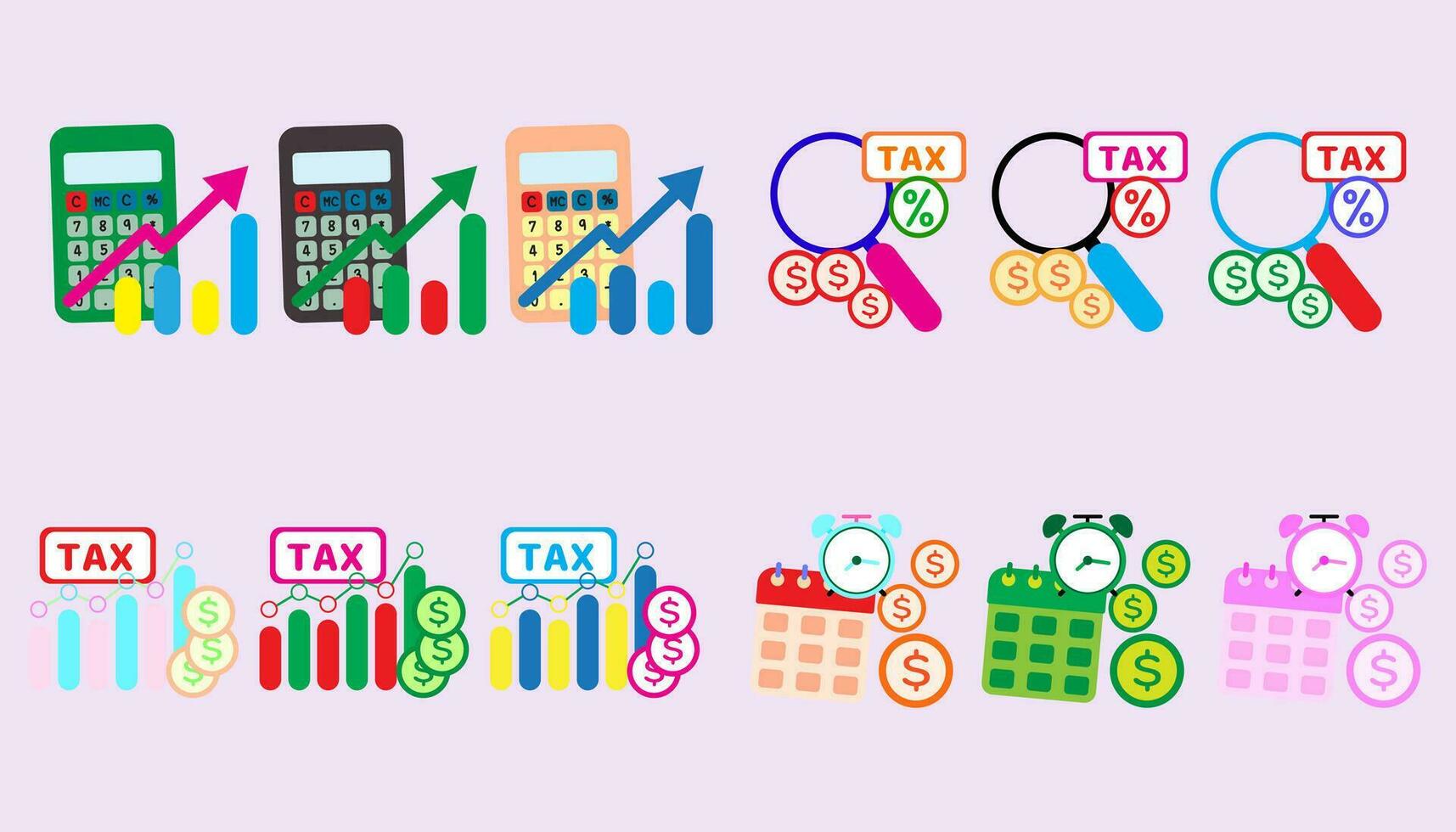 Collection Active icons for taxes, tax idea analysis and calculations.. set of Tax. vector