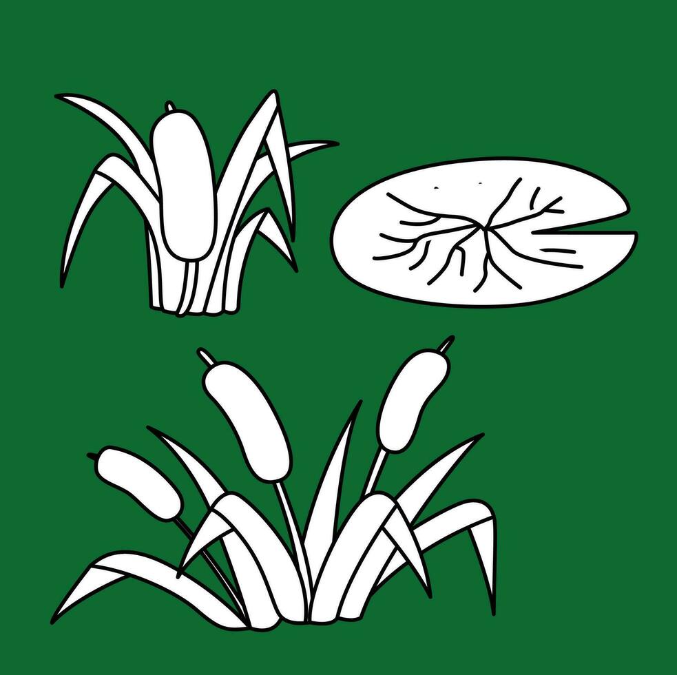 Wild Leaves Flowers Nature Cartoon Digital Stamp Outline vector