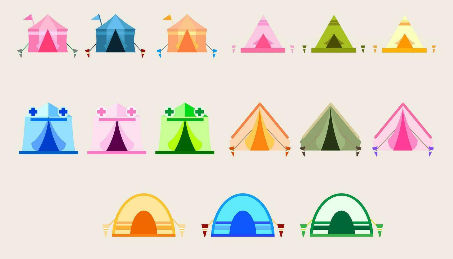 Collection icon camping travel tent equipment. set of camping tent. vector