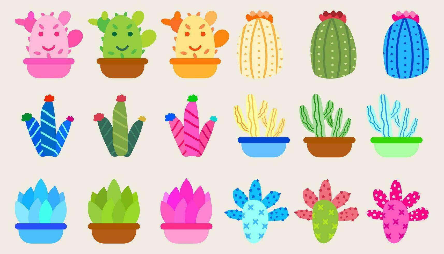 colección ilustración cactus y áloe vera Desierto espina planta cactus y tropical casa conjunto de plantas de cactus y áloe Vera. vector