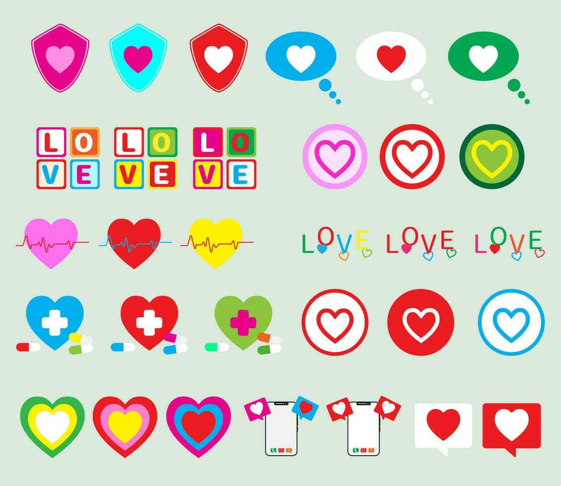 Collection Valentine concept love heart for graphic decorate.set of Valentine love. vector