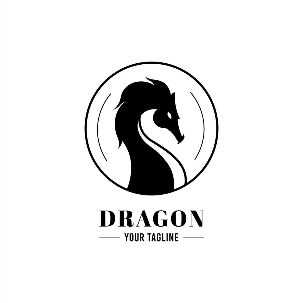 Logo design template, with a dragon head icon in a circle. Vector