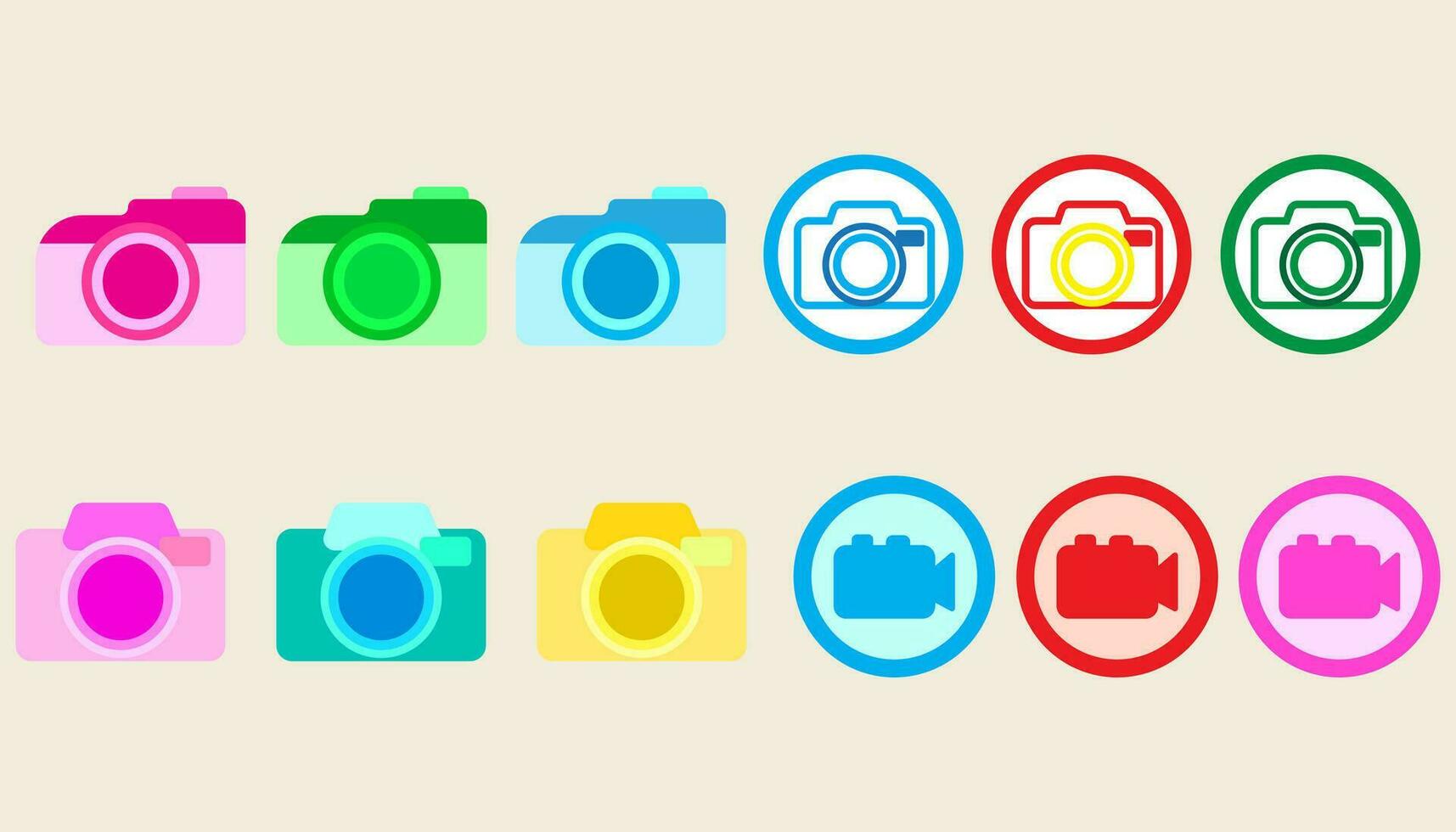 colección cámara icon.set de cámara para diseño trabajo vector