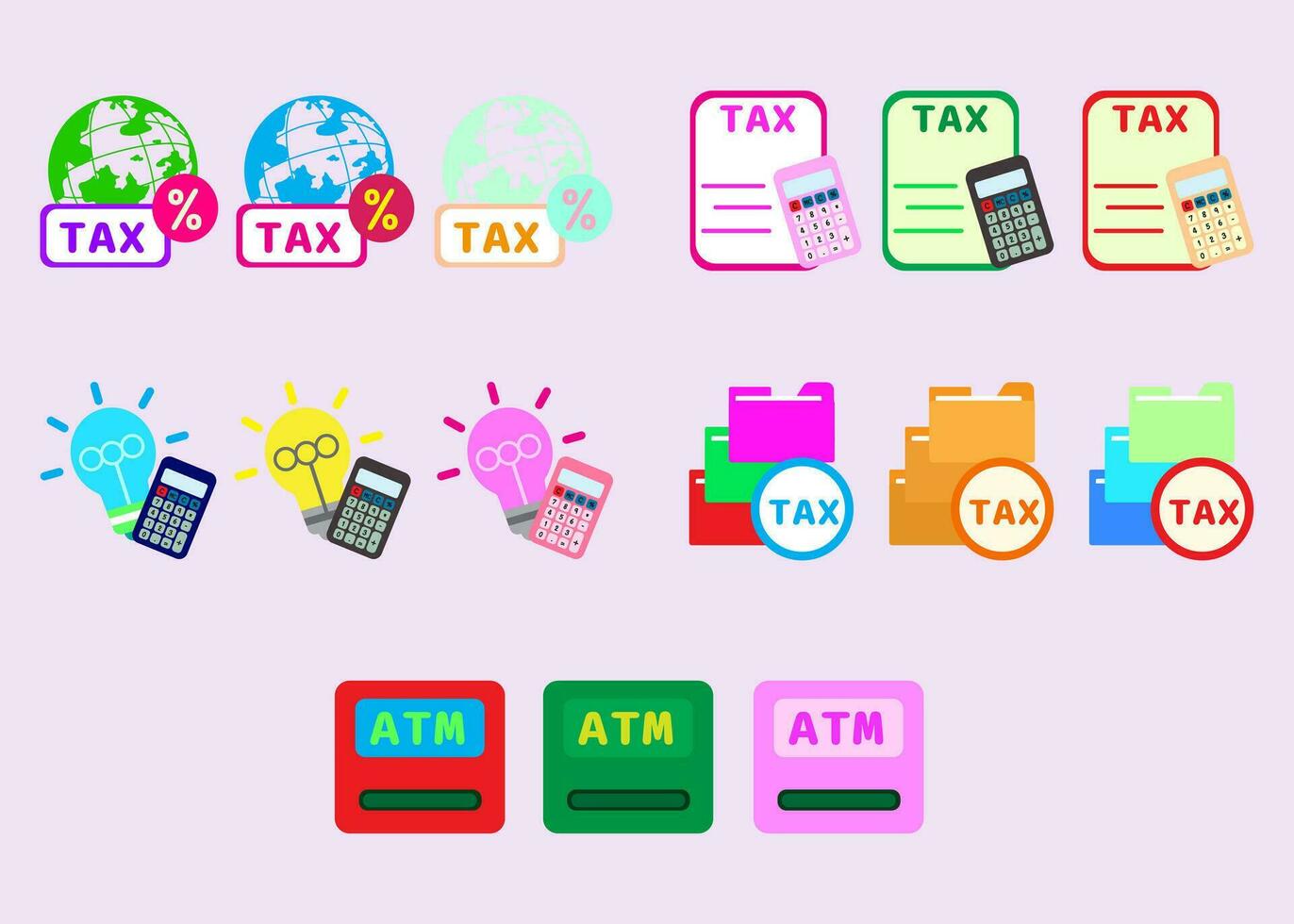 Collection Active icons for taxes, tax idea analysis and calculations.. set of Tax. vector