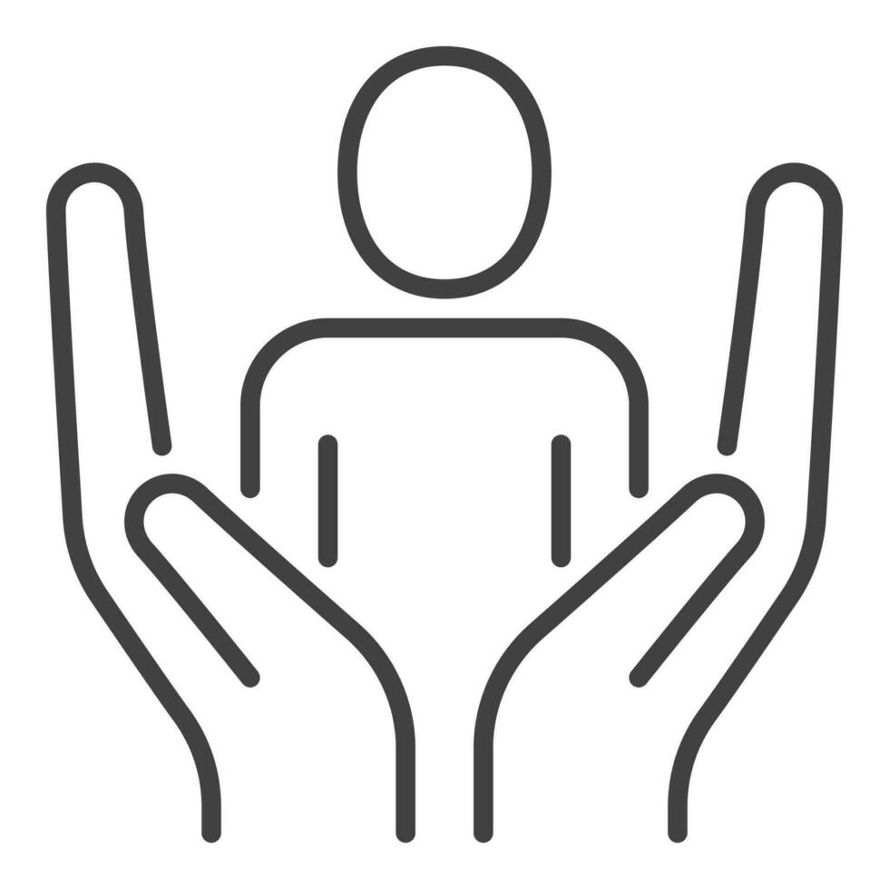 Man inside Hands vector concept thin line simple icon