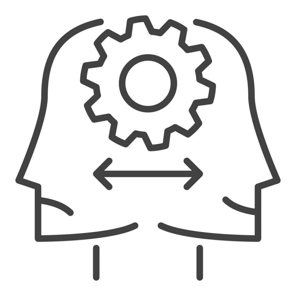 Sociology vector Face with Cog Wheel concept thin line icon