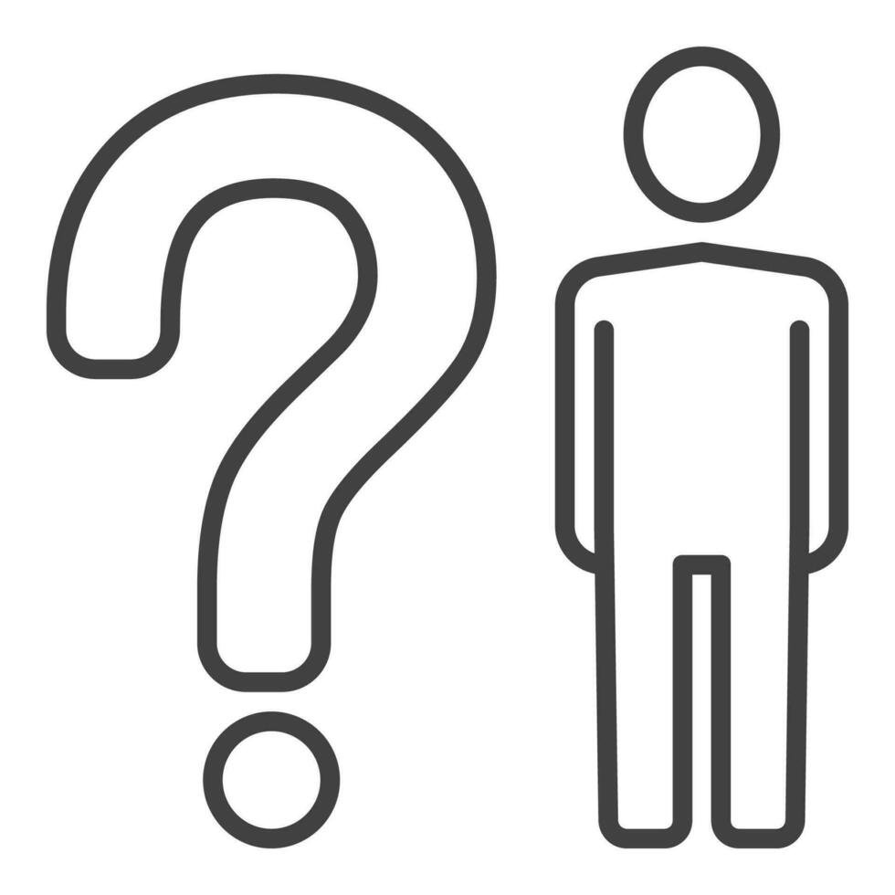 Man with Question Mark vector concept outline icon or symbol