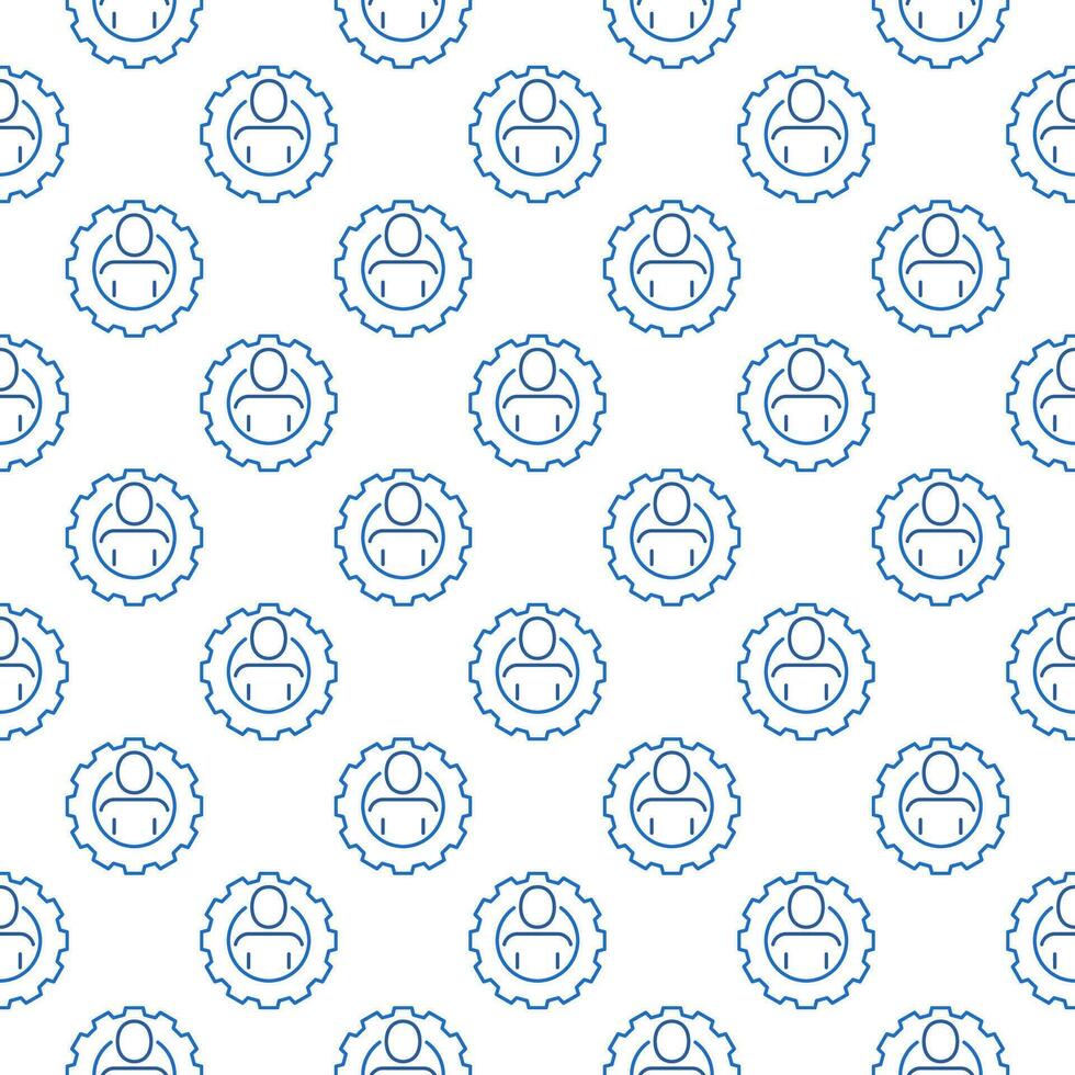 Gear with Man vector concept line seamless pattern