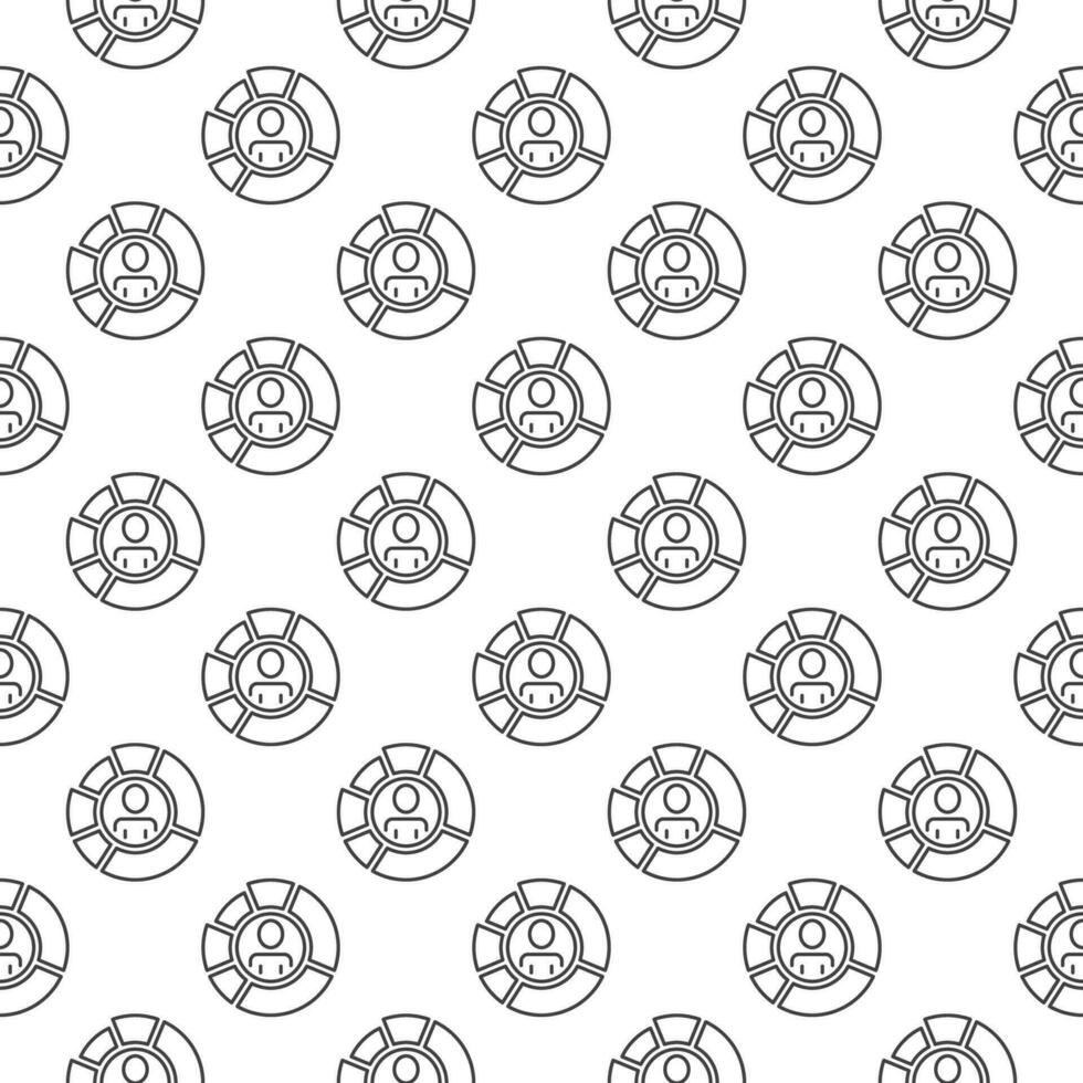 Pie Chart with Man vector concept thin line seamless pattern