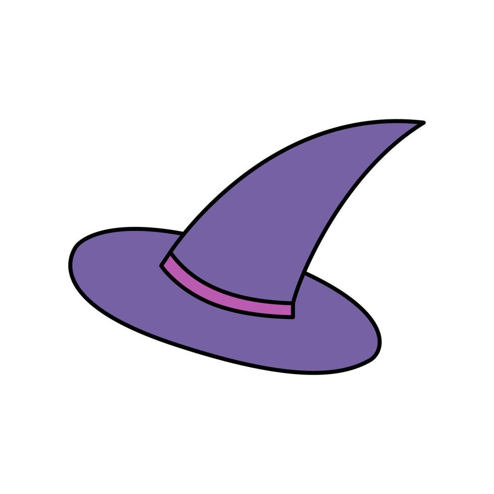 A Witch Hat in Cute Halloween Cartoon theme Vector isolated on white background