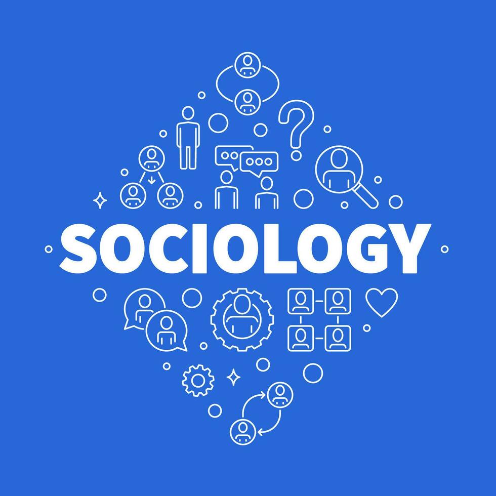 Sociology blue modern line banner - Patterns of Social Relationships vector background