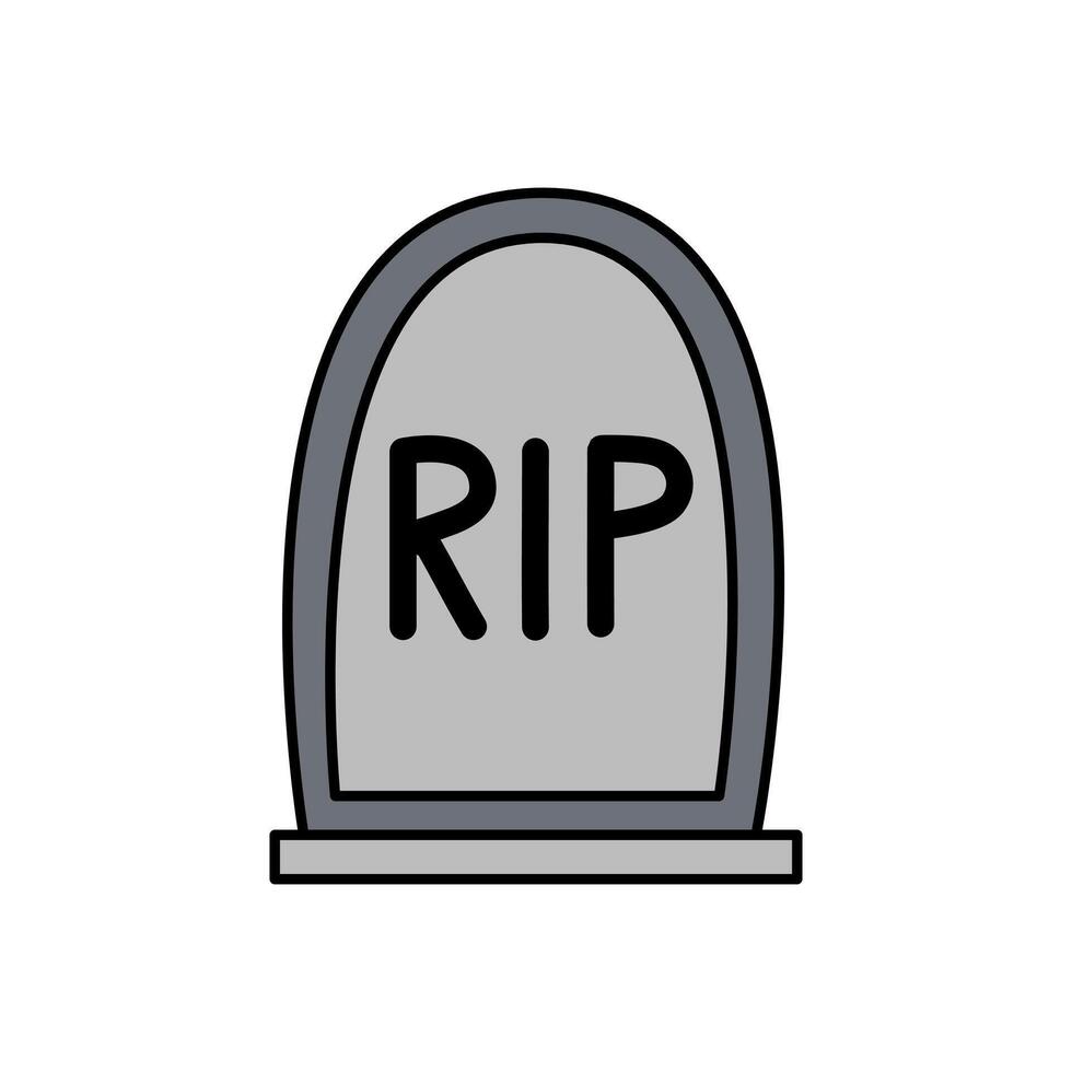 A Tombstone in Cute Halloween Cartoon theme Vector isolated on white background