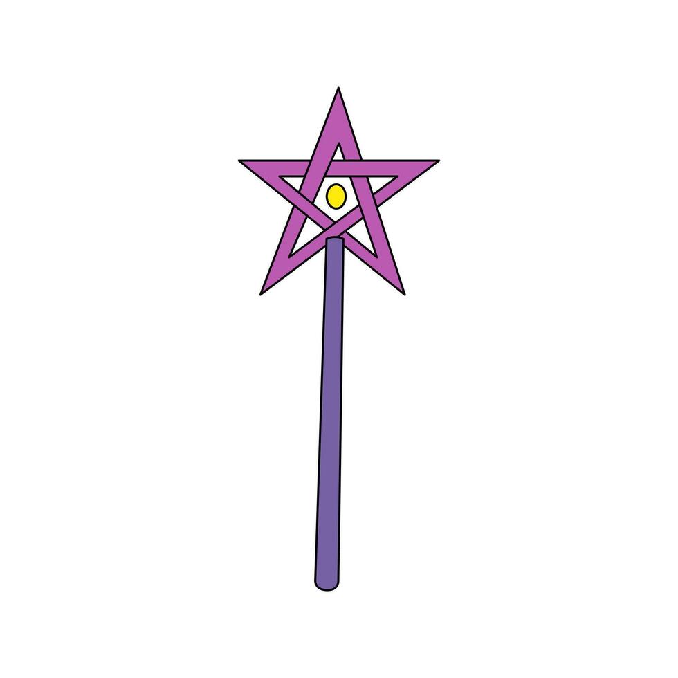 A Wizard Wand in Cute Halloween Cartoon theme Vector isolated on white background
