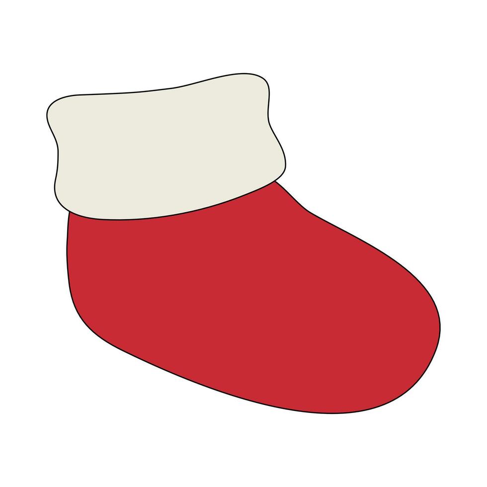 A Christmas Sock Vector isolated on white background in a minimal xmas concept