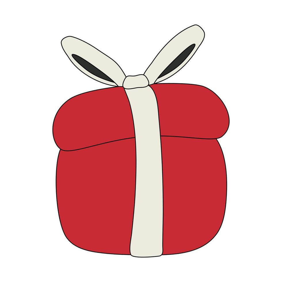A Christmas Gift Box Vector isolated on white background in a minimal xmas concept
