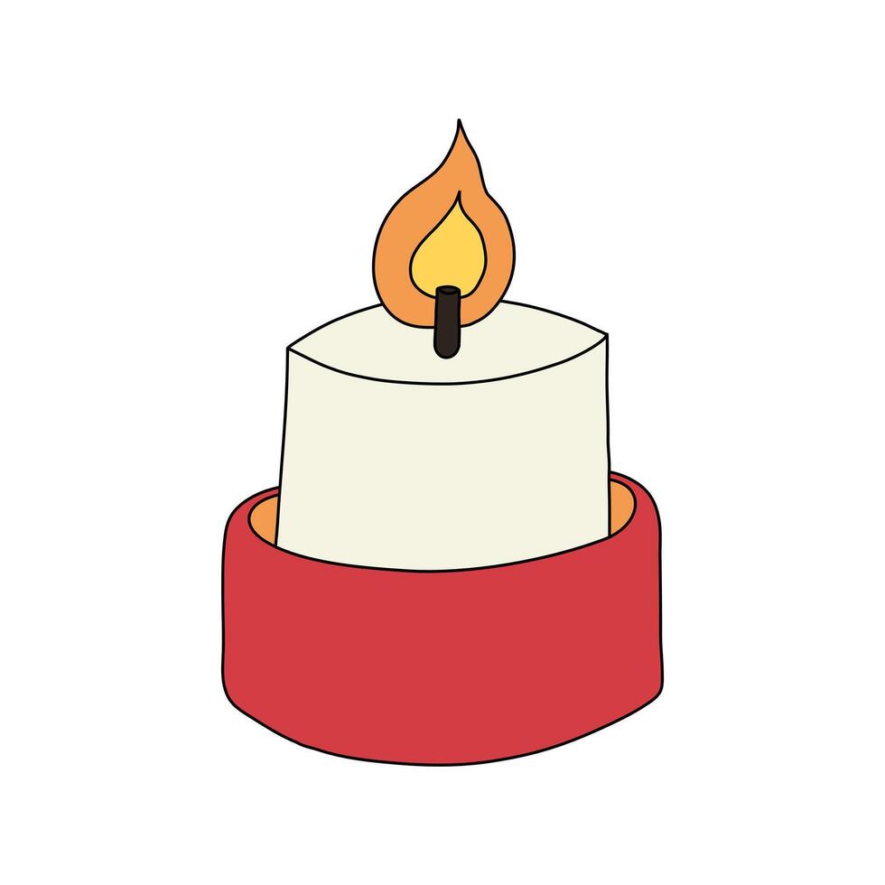 A Christmas Candle Vector isolated on white background in a hand-drawn minimal xmas concept