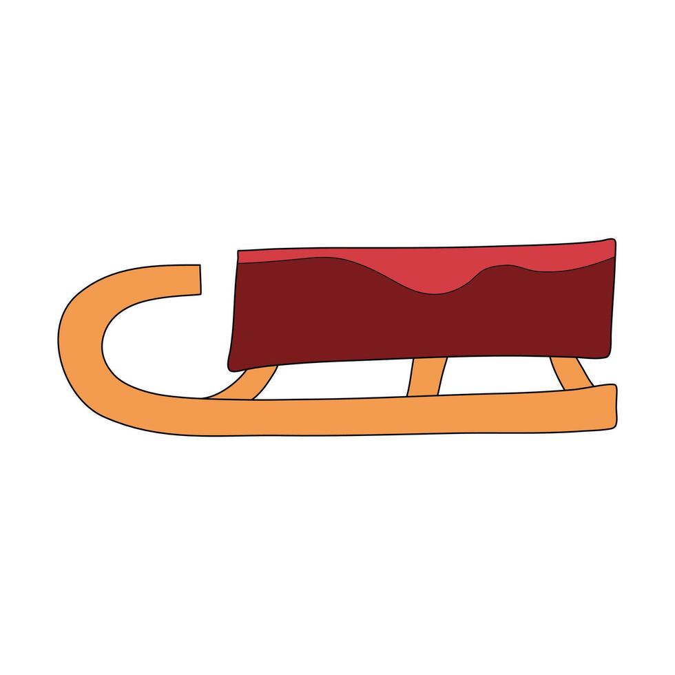 A Christmas Sleigh Vector isolated on white background in a hand-drawn minimal xmas concept