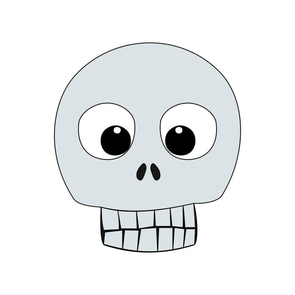 A skull in Cute Halloween Cartoon theme Vector isolated on white background