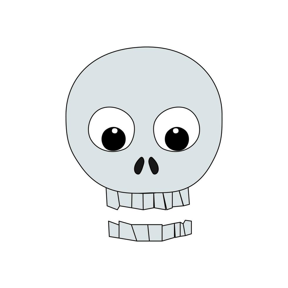 A shocked skull in Cute Halloween Cartoon theme Vector isolated on white background