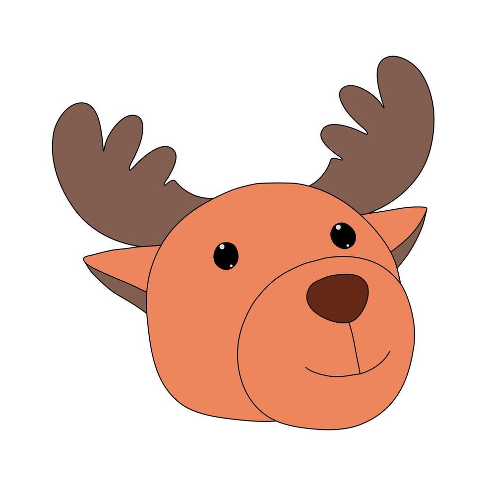 A Christmas Reindeer Vector isolated on white background in a hand-drawn minimal xmas concept