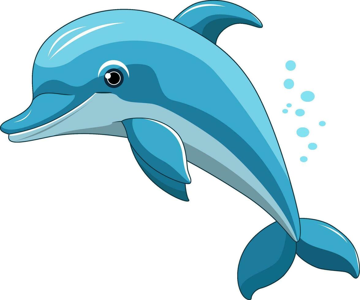 Cute Dolphin Cartoon On White Background vector