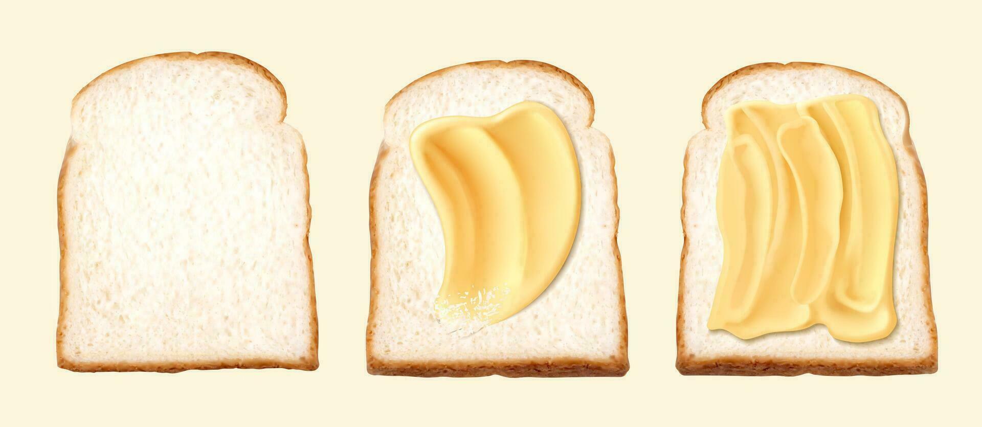 Butter spread on toast in 3d illustration vector