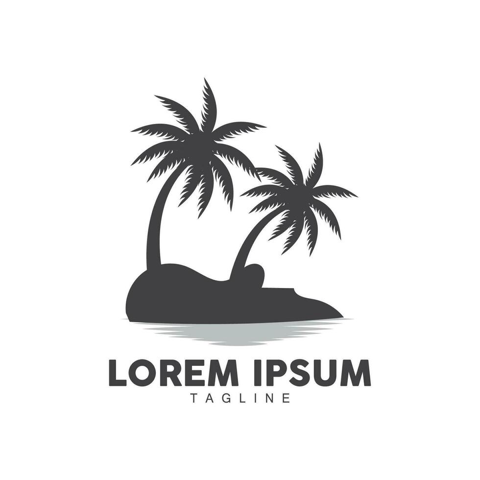 Coconut Tree Logo, Palm Tree Sunset Beach Vector, Elegant Minimalist Simple Design, Symbol Template Icon vector