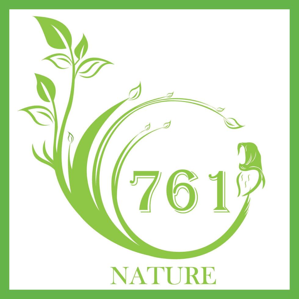 Nature green leaf design with number 761 27695217 Vector Art at Vecteezy