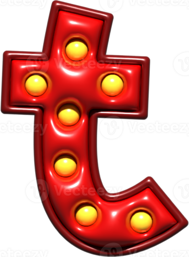 Shiny Red 3D Lowercase Letter T png