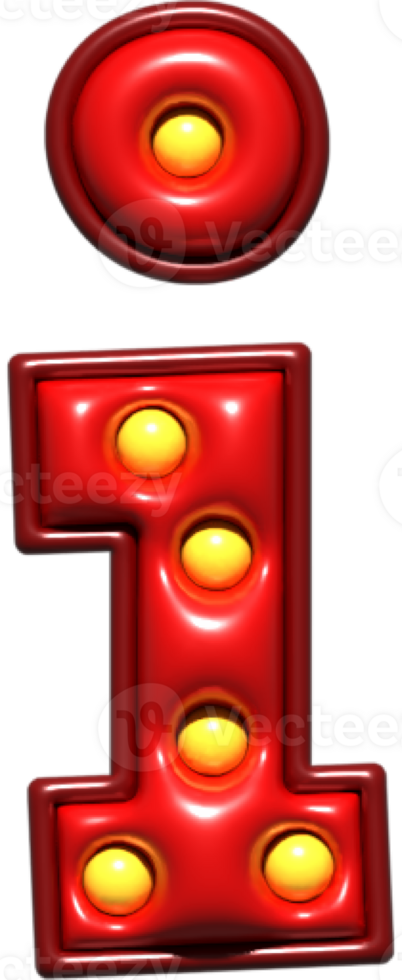 Shiny Red 3D Lowercase Letter I png