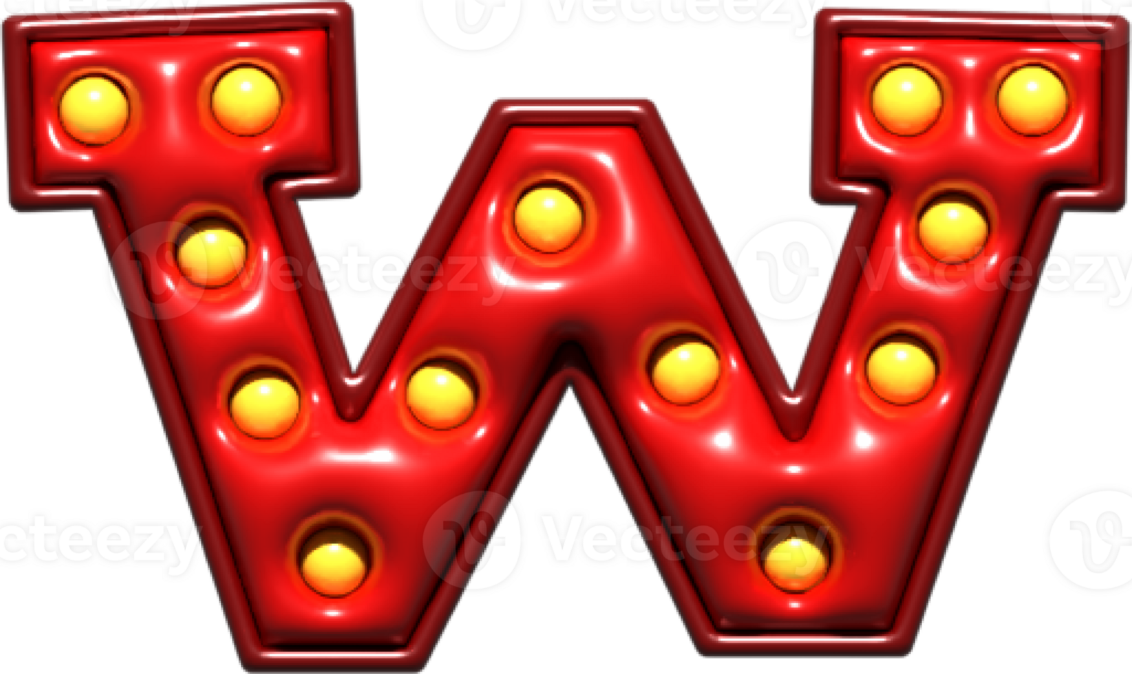 Shiny Red 3D Lowercase Letter W png