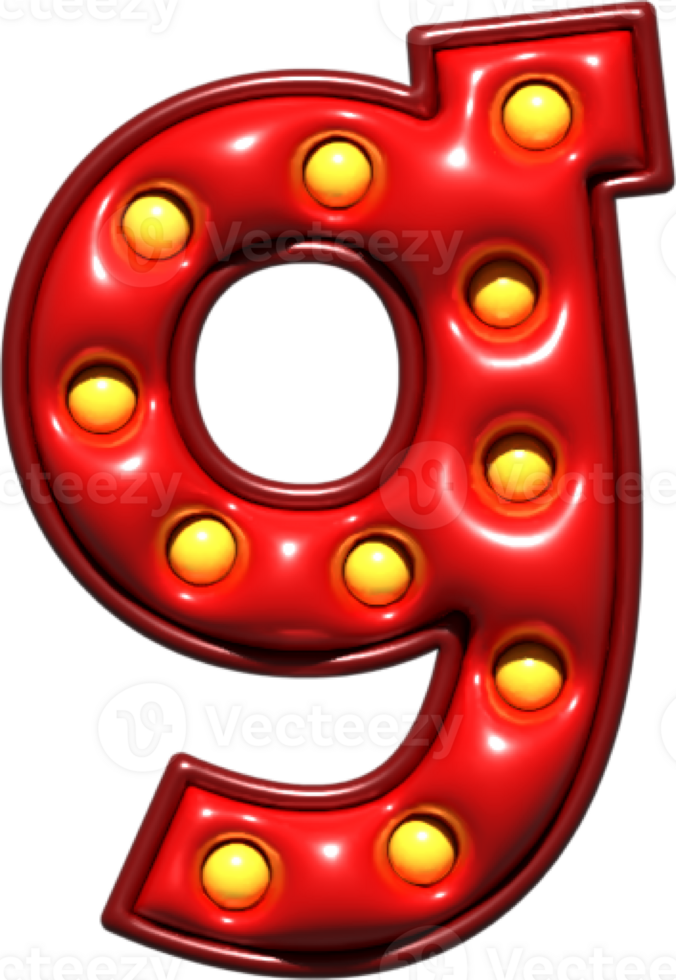 Shiny Red 3D Lowercase Letter G png