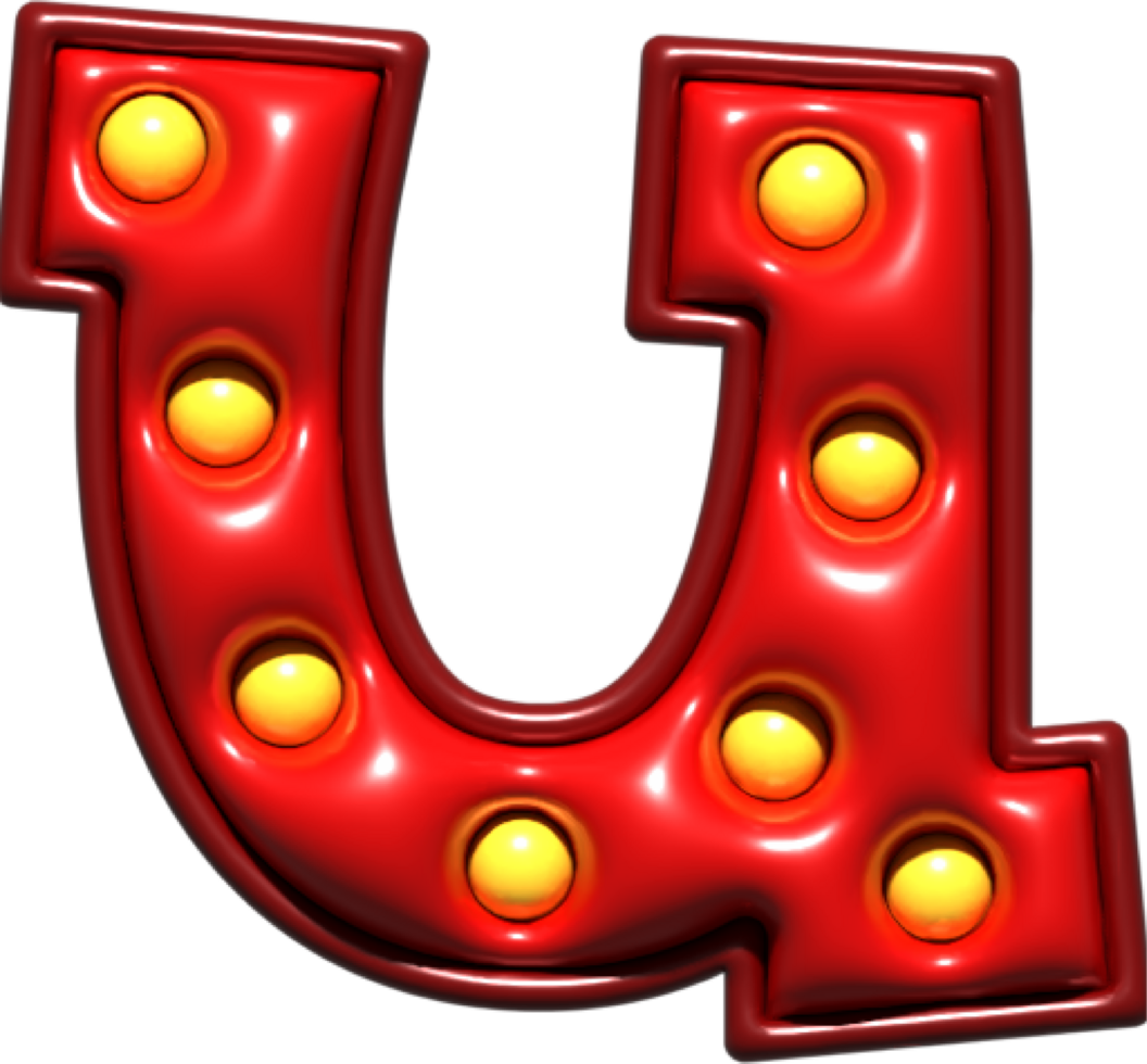 brillante rosso 3d minuscolo lettera u png