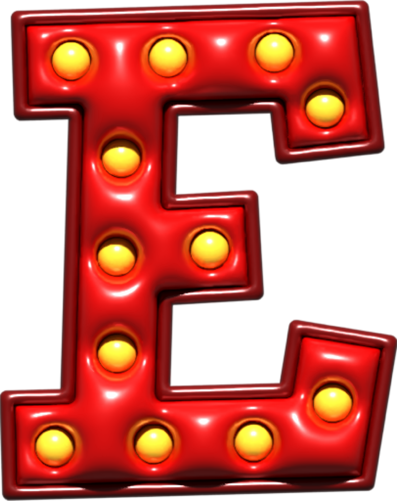 glimmend rood 3d hoofdletters brief e png