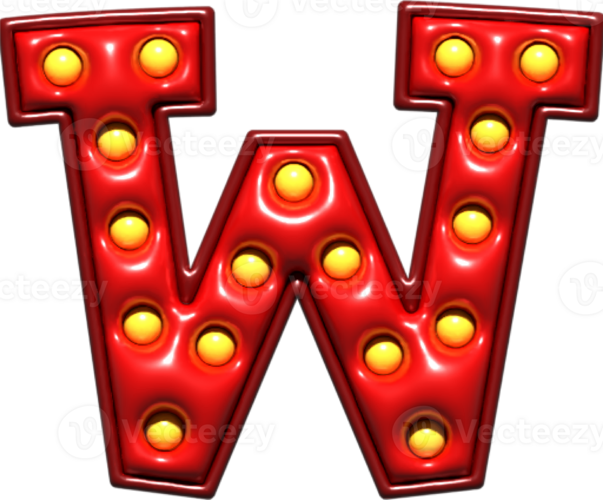 Shiny Red 3D Uppercase Letter W png