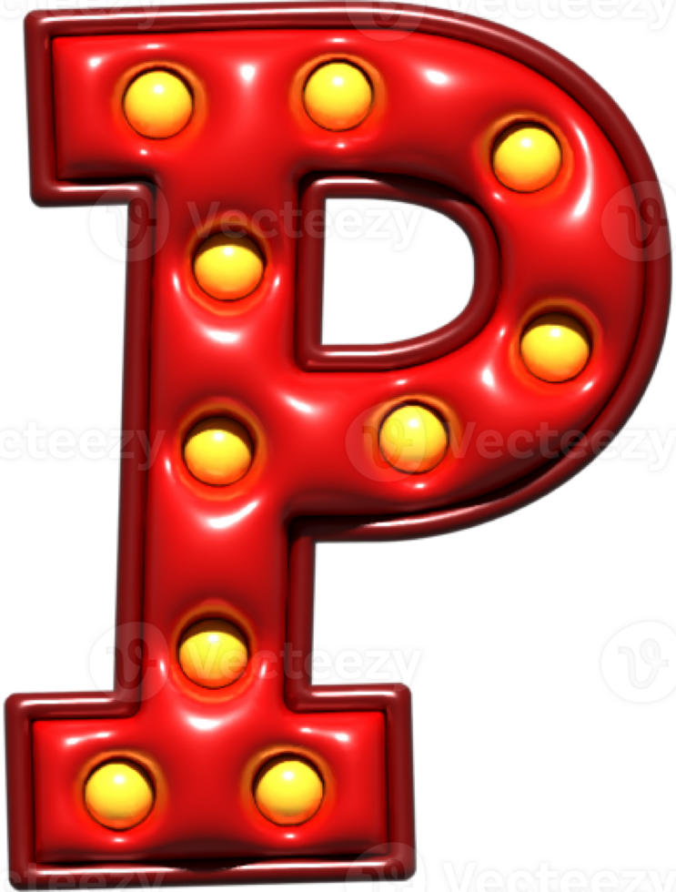 Shiny Red 3D Uppercase Letter P png