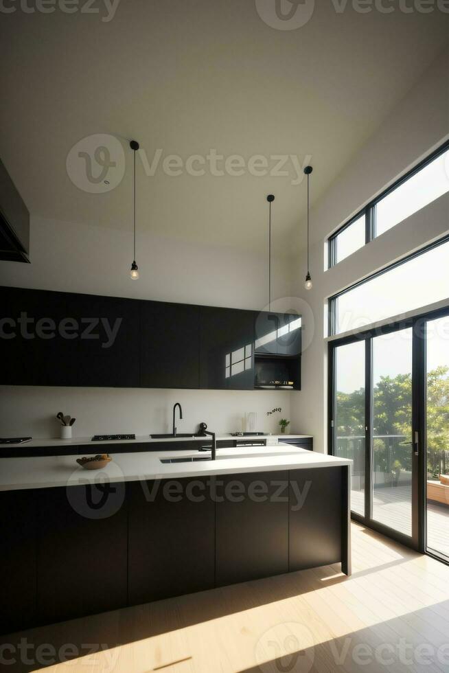 Kitchen set interior design, generative ai photo
