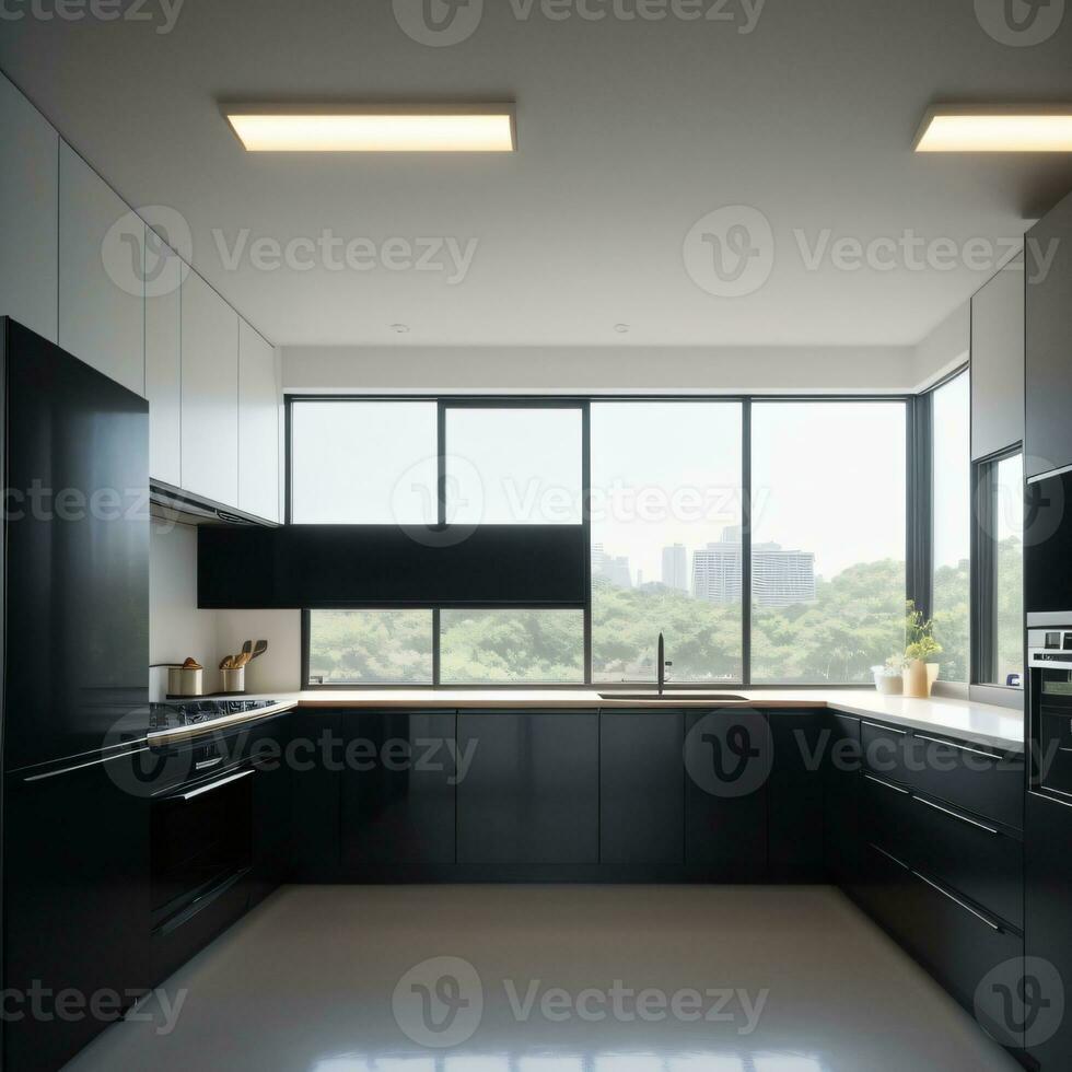 Kitchen set interior design, generative ai photo